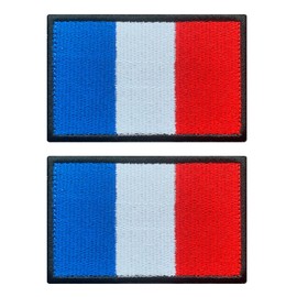 Antrix 2 Pack France Flag Patch Hook and Loop Embroidered Applique Sew On French Flag National Emblem Badge for Cap Hat Backpack Bags Vest Team Clothes Football Uniform Travel Dogs Harness