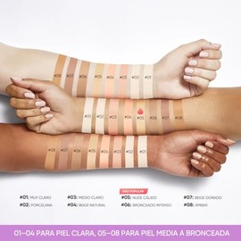 Base de Maquillaje Cremosa Matte, Alta Cobertura, Larga Duracin 12H, Resistente al Agua, FPS 30, 7.5 g (03 MEDIO CLARO)                               