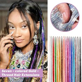 Hair Tinsel Heat Resistant, 16 Colors Fairy Hair Tinsel Kit With Tools And Beads, 48 Inch Colorful Hair Glitter Strands, Tinsel Hair Extensions For Women Girls