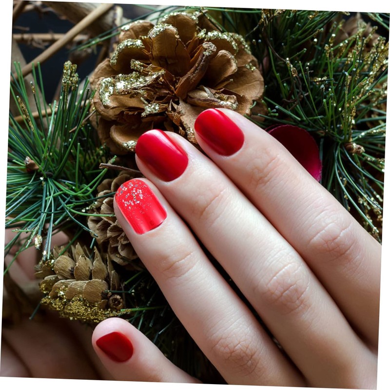 Mikinona 48pcs Short Square Glitter Full Cover Fake Nails for