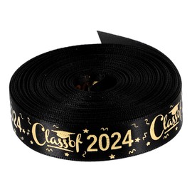 Operitacx 1 Roll Roll Graduation Season Packaging Tape Daisy Jute Burlap Ribbon Spool Congrats Ribbon Happy Birthday Award Ribbon Graduation Wrap Grad Ribbon Bouquet Golden Black Polyester