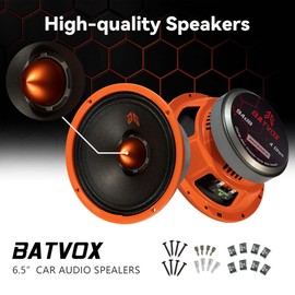GRTSKY MX65E2 Loudspeaker 6.5 Inch Midrange 480 Watts 4 Ohms Orange Bullet, Premium Quality Audio Door Speakers for Car or Truck Stereo Sound System, Orange (2 Speakers)