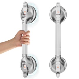 DAILYLIFE Grab Bars for Bathtubs and Showers, 19 inch Shower Handles for Elderly Suction, 300lbs Safety Shower Grab bar for Seniors and Elderly, Black(1 Pack)