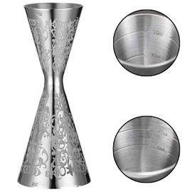WIEXUN Measuring Cup Graduated Jigger Cup Cocktail Stainless Steel Measuring Cup Bar Supplies Tools Integrated Steel Measuring Cup Silver (30/60ml)
