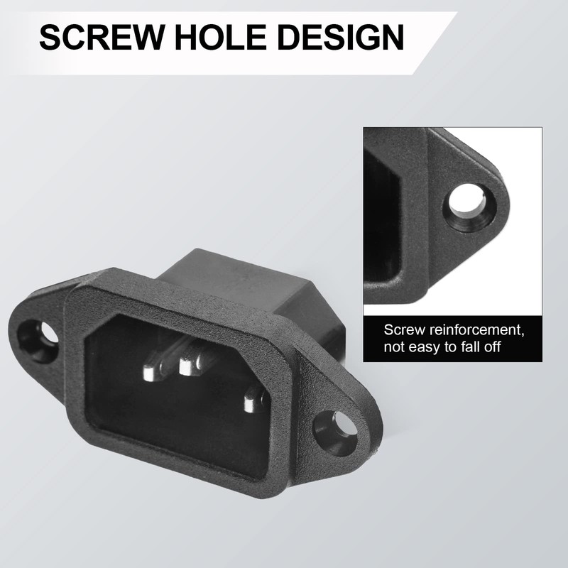 QTEATAK 3 Pack Screw Mount 3 Pins Inlet Power Plug