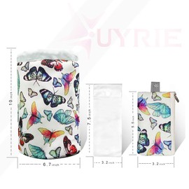 UYRIE Portable Makeup Toiletry Cosmetic Travel Organizer Bag, Large Drawstring Hanging Packing Bag for Women Girl Men, Lightweight Multifunctional Barrel Shaped Storage Bag (Butterfly Family)