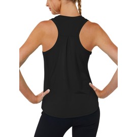 Hiwzffy Workout Tank Tops for Women Racerback Tops Sleeveless Running Shirts Loose Fit Athletic Gym Quick Dry Exercise Black M