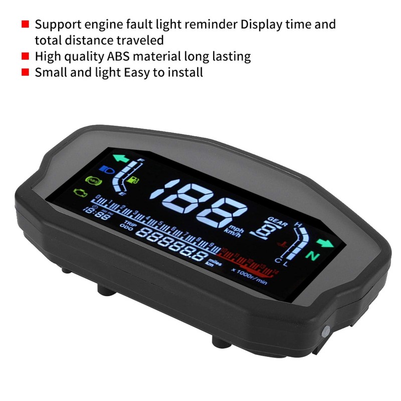 Universal Motorcycle Speedometer, Modification Motorcycle LED Tachometer Digital Odometer Fuel
