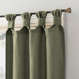 Archaeo Washed 100% Cotton Small Window Twist Tab Cafe Curtains, 52" x 36, Moss Green