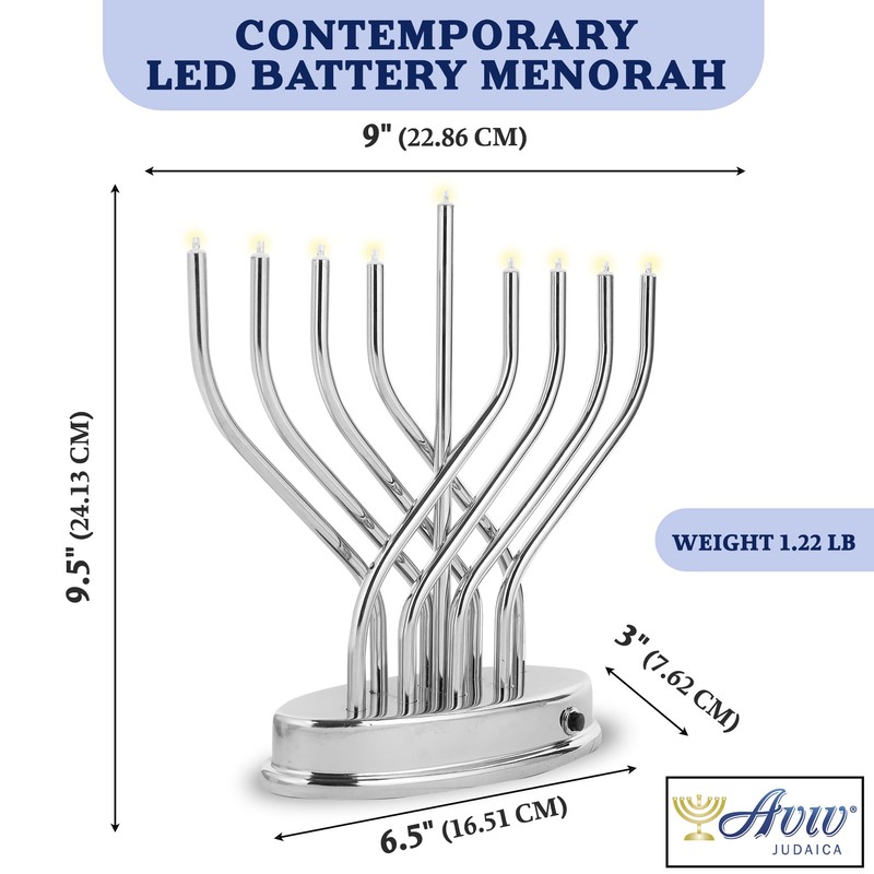Traditional Hanukkah Electric Menorah Low Voltage Hanukkiah with LED Bulbs