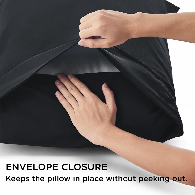 Bedsure Black Pillow Cases 2 Pack - Queen Size Pillow