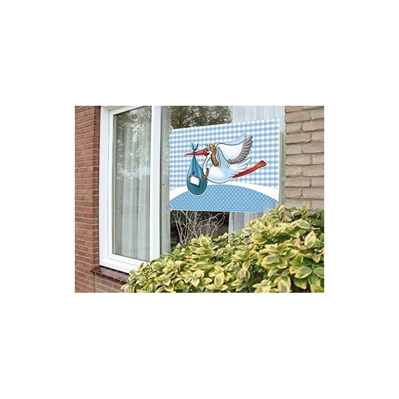 Folat Birth Boy Window Flag Stork-60x90 cm, Polyester, Blue, Costumes