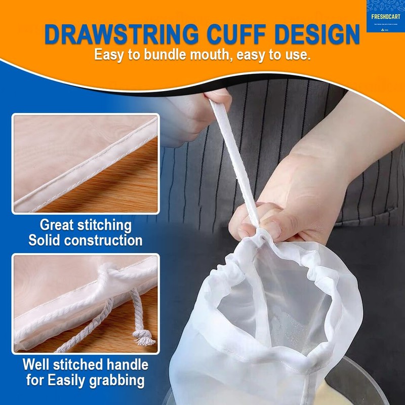 FreshDcart FDCA3014 Milk Filter Bag, Cheese Cloth Bag for Straining