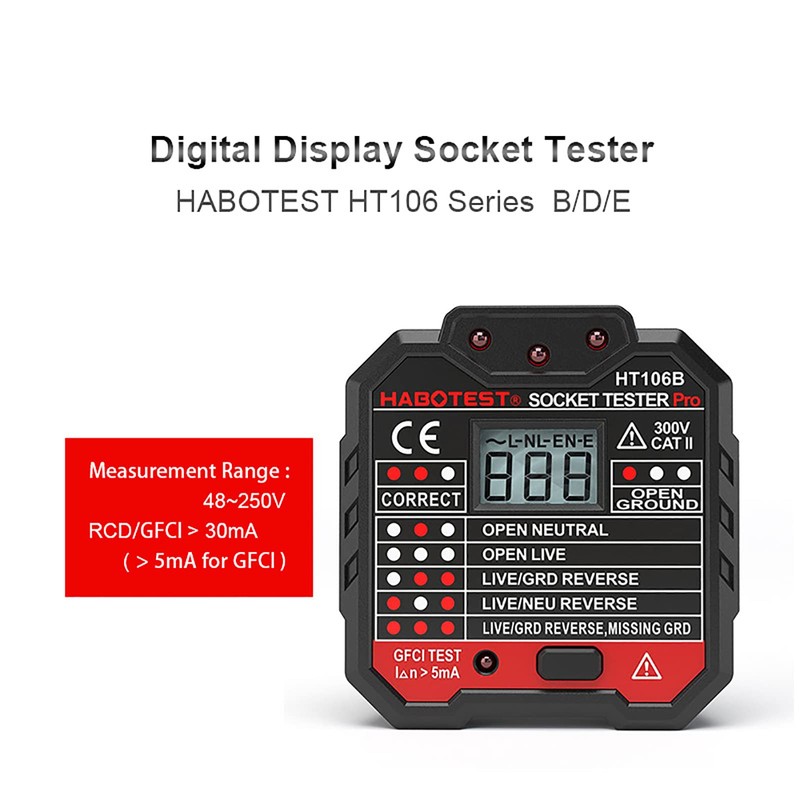 Socket Tester with Voltage Display Socket Automatic Circuit Polarity Voltage
