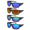 Edge I-Wear Black Sports Wrapped Sunglasses w/Blue Mirrored Lens &