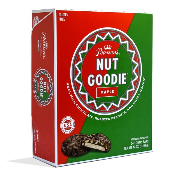 Pearson's Nut Goodie Cluster Bar | Roasted Peanuts, Real Milk Chocolate, and Maple Nougat | Pack of 24 | Individually Wrapped