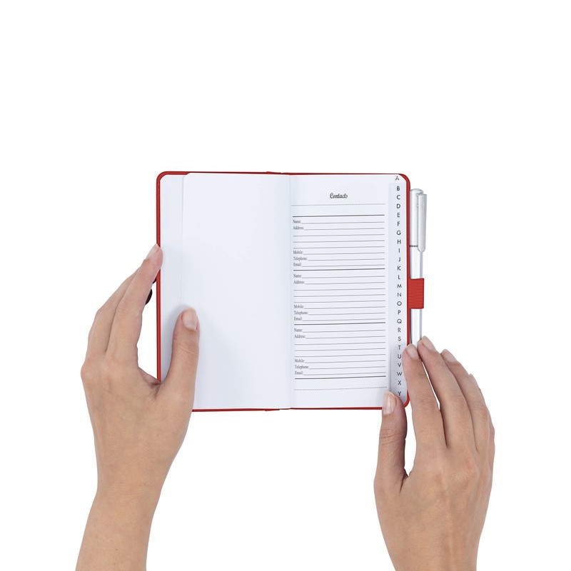 Address Book A-Z Red Index Hard Back Slim Address &