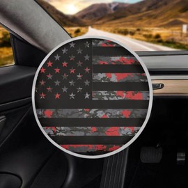 Renewold Car Steering Wheel Sun Shade Cover for Summer 17 Inch Universal Steering Wheel Sunshade Sun Shield for Sedan Truck SUV Van Automotive Interior Accessories American Flag Red Camo