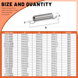 Tanstic Extension Spring Assortment Kit Different Sizes Stainless Steel Extension Springs for Repair (100)