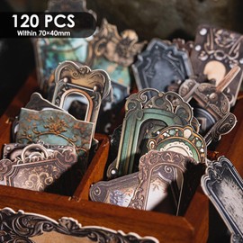 120 Retro Stickers, Scrapbook Stickers, and Notebook Decoration Materials, Which Can Be Used for Making Photo Albums, Notebooks, and Cards.