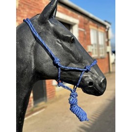 Hi-Viz Reflective Rope Headcollar with Lead Rope Se Fully Adjustable (Cob, Royal Blue)