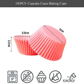 100pcs Pink Cupcake Cases Paper Baking Cups, Pink Muffin Cases for Baking - Muffin & Cupcake Liners Wrappers Cases, Cupcake Decorations Supplies for Holiday,Girls Birthday,Wedding,Hen Party