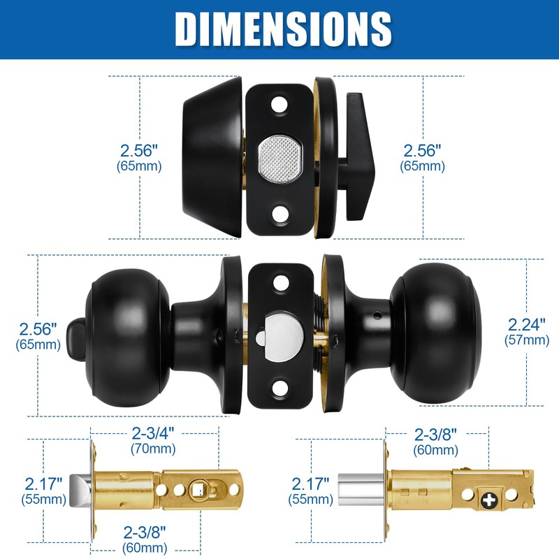 3 Sets Entry Door Knob and Single Cylinder Deadbolt Combo