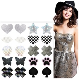 Pixiwink Pink Nipple Covers Disposable Cute Thin Nipple Pasties Bras for Women Breathable Breast Petals Patch Pads No Show Body Nipple Guard Glitter Rave