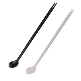 IKAAR Set of 2 Long Spoons, Plastic Spoons, Fork Spoon, Combination Cocktail Spoon, Mixing Spoon, Mini Cooking Spoon, Long Drink Spoon, Plastic Kitchen