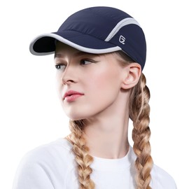 GADIEMKENSD Women's Foldable Light Cap Quick Dry Ultra-Thin Unstructured Tech Running Hat Reflective UPF 50+ Baseball Caps Cooling Ponytail Hats Fitted for Beach Tennis Travel Hiking Golf Navy