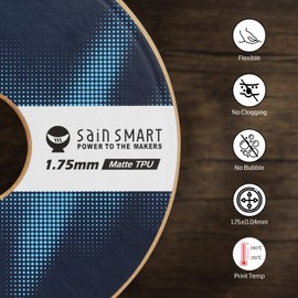 SainSmart Matte TPU Filament, White Flexible TPU 3D Printing Filament, 1.75 mm, 1kg (2.2LB), Dimensional Accuracy +/- 0.05 mm, 95A Soft TPU