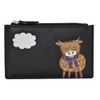 Mala Leather Highland Cow Card and Coin Purse, black, card