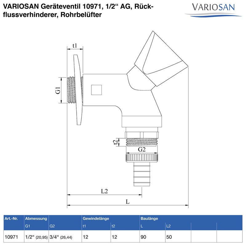 Variosan 10971, 1/2 inch Ag, backflow Preventer, Pipe Aerator