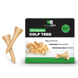 Wedge Guys Bamboo Golf Tees 3¼“, 2¾” & 1½” | 100,250,500 or 1000 pcs. | Free Ball Marker - Stronger Than Wood Tees, Biodegradable & Less Friction | PGA Professional Approved, Golf Tees Bulk Bag