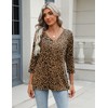Zeagoo Womens 3/4 Sleeve Trendy Tops Leopard V Neck Print