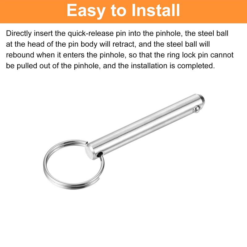 sourcing map 4Pcs 9.5mmx61mm Quick Release Pins, 316 Stainless Steel