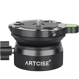 ARTCISE Leveling Base, Horizontal Head Tripod Head, Fast and Leveling Adjustment, Tripod Head +15°/-15° Leveler Adjustment Bubble Level, Aluminum Alloy, 360° Panorama, For DSLR/Digital/SLR Camera/Tripod/Monopod, Maximum Load Capacity 22.0 lbs (10 kg)