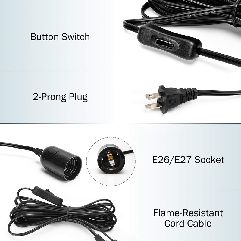 UL 20Ft Extension Hanging Lantern Cord Cable 2-Pack JACKYLED 360W