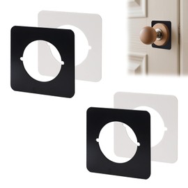 2 PCS Matte Black Door Reinforcement Plate, YITOBA Stainless Steel Door Knob Cover for Filler Fixing Repair, Thick Deadbolt Cover Plate for Fixing Loose Knobs and Scar Areas (Square)