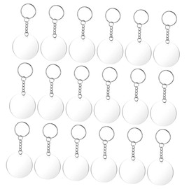KONTONTY 60 Pcs Acrylic Keychain Blanks Set Round DIY Keychain Discs with Key Rings for Crafting for Bag Pendants and Projects