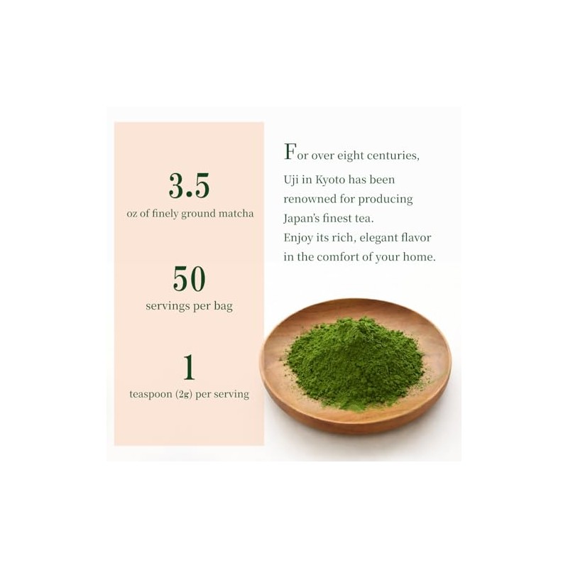 JEAU CHAU Uji Matcha Powder - Ceremonial Grade Green Tea