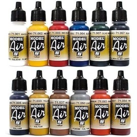 Airbrush Colours 12 x 17 ml Vallejo Model Air base Airbrushfarben Set Bright Colours