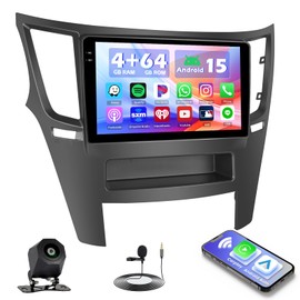 Hikity 4+64G Android 15 Car Stereo for Subaru Legacy/Outback 2010-2014, 9” Touchscreen Radio with CarPlay, Android Auto, Bluetooth, GPS Navigation, WiFi, DSP, FM, RDS + AHD Backup Camera