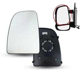 Spieg Driver Side Mirror Upper Glass Replacement for RAM Promaster 2014-2021 Heated with Backing Plate | Left Side View Mirror Glass Compatible with OE 128-04854L