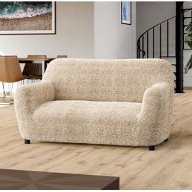 PAULATO BY GA.I.CO. Loveseat Slipcover - Oversized Chair Cover - Stretch Couch Cover - Cushion Love Seat Sofa Slipcovers - 1-Piece Form Fit Washable Protector - Microfibra - Mediterra Sandstone