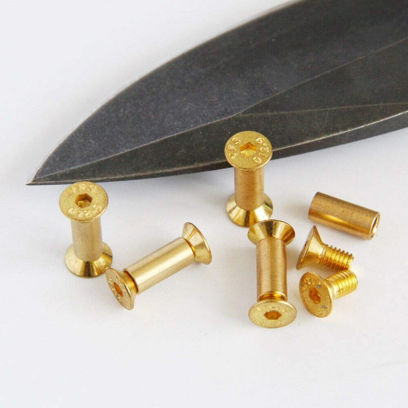 TEAMWILL 10PC Brass Knife Handle Pin Rivets Knife Fasteting Screws