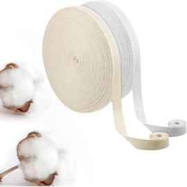 book binding tape white tape cotton roll 50 Yards Cotton Twill Tape, 2 Rolls, 3/5Inch Natural bias Tape, Herringbone Webbing Tape for Apron Sewing Dressmaking Craft (White and Beige)