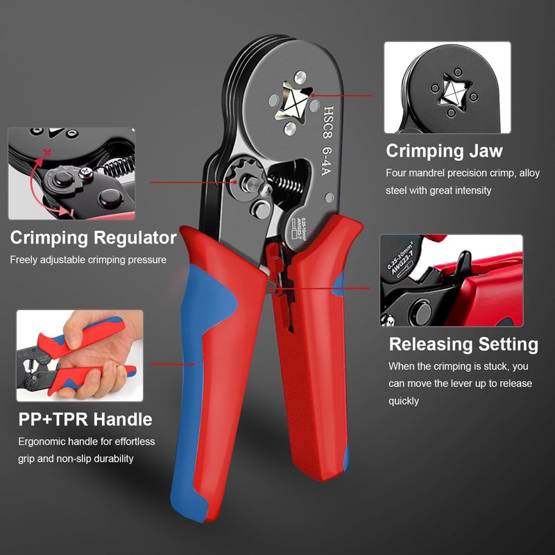 Ferrule Crimping Tool Kit, Wire Ferrule Kit with 1200Pcs Wire