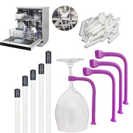 JinYu 24 Set Stemware Saver Stemware Holder Dishwasher Wine Glass Protector Dishwasher Attachment 28cm 24cm 21cm 17cm 11.5cm, Universal Dishwasher Rack Tine Repair End Cover Caps (purple set)