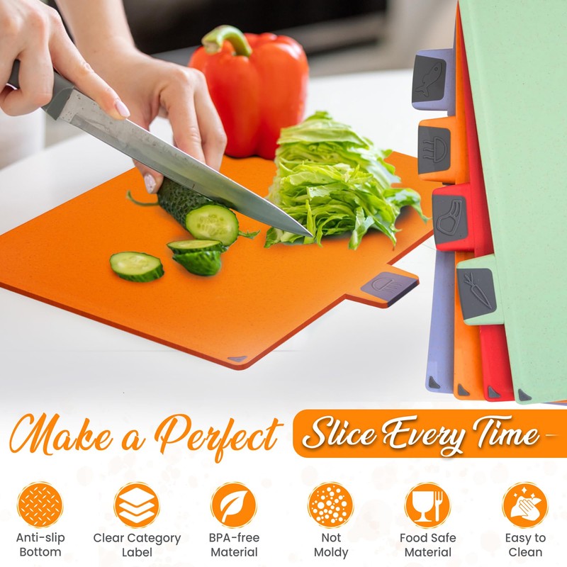 EZTICO 4-Piece Non-Toxic Cutting Board Set with Premium Scissors –